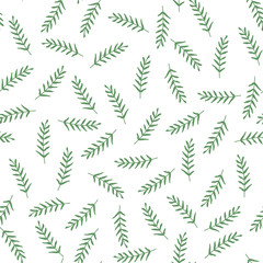 Seamless vector pattern with leaves and branch.