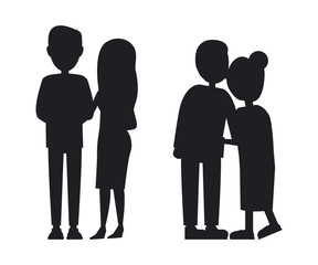 Young and Old Familys Silhouettes Abstrac Banner
