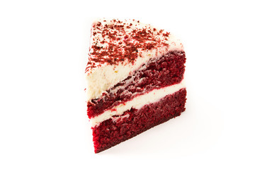 Red Velvet cake slice isolated on white background