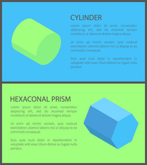 Cylinder and Hexagonal Prism, Colorful Posters