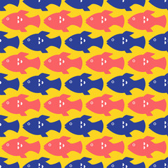 Yellow seamless background with fish