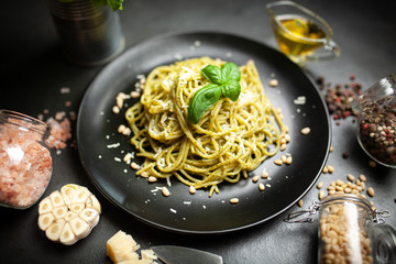 Pasta with pesto sauce