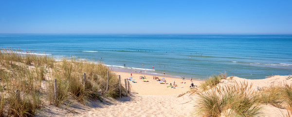 Panorama of the dune and the beach of Lacanau, atlantic ocean, France