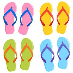 Colorful summer flip flops sandals. Vector illustration