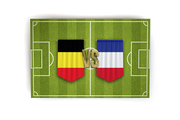 Fototapeta premium France versus Belgium soccer match. 3D Rendering