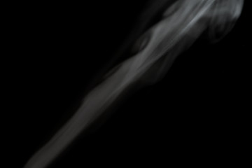 White smoke isolated on black background.