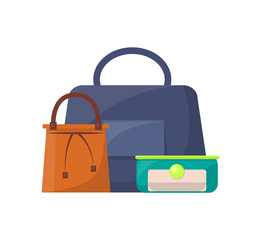 Summer Mode Collection of Bags Vector Illustration
