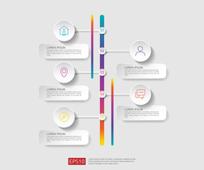 5 steps infographic. timeline design template with 3D paper label, integrated circles. Business concept with options. For content, diagram, flowchart, steps, parts, workflow layout, chart