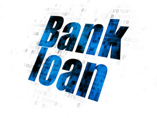 Currency concept: Pixelated blue text Bank Loan on Digital background