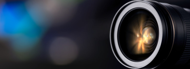 dslr camera lens. lens close up. photography lens isolated