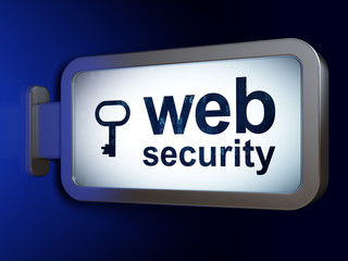 Privacy concept: Web Security and Key on advertising billboard background, 3D rendering