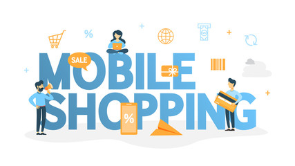 Mobie shopping concept illustration