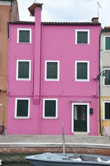 Front view of old house on venetian island Burano
