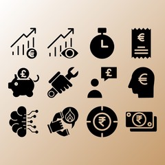 Profits, profits and money related premium icon set