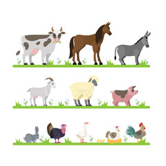 Cute farm animals set