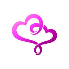 Two Heart Linked Logo Design Template