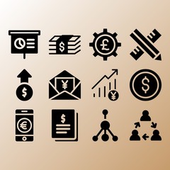 Smartphone, profits and invoice related premium icon set