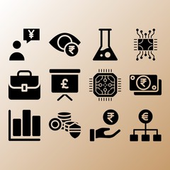 Money, briefcase and presentation related premium icon set