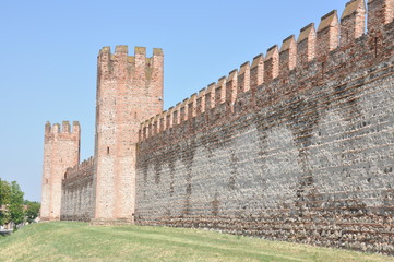 Fototapeta na wymiar Medieval walls of Montagnana Padua in Italy