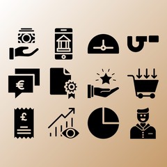 Certificate, online banking and user related premium icon set