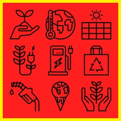 Simple 9 icon set of ecology related [iconsRandom:4] vector icons. Collection Illustration