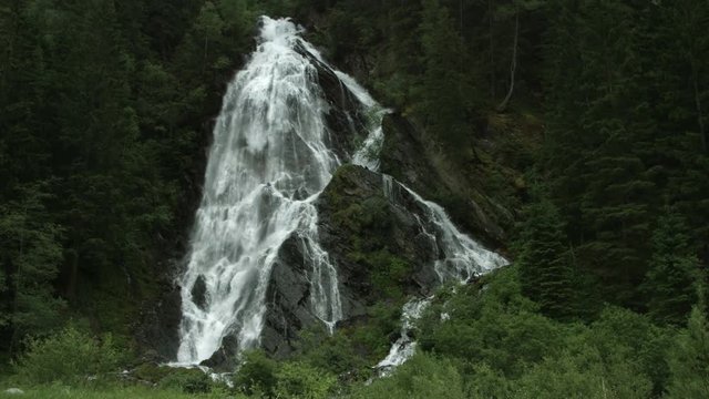 The Schleierfall (veil fall), a huge waterfall in the Hohe Tauern nature reserve in the Austrian Alps in the valley of Kals am Gro&szlig;glockner.
