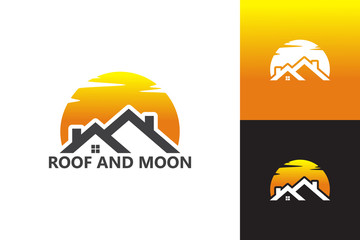 Roof And Moon Logo Template Design Vector, Emblem, Design Concept, Creative Symbol, Icon