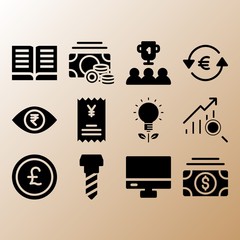 Screw, bulb and pound sterling related premium icon set