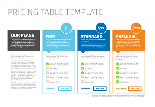Minimalist pricing table template