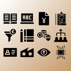 Teamwork, notebook and money related premium icon set