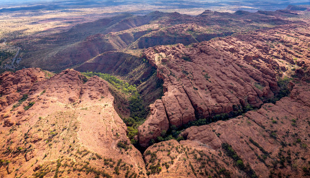 Aerial view of Kings canyon in central Australia.