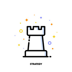 Icon of rook chess piece for business plan or strategy concept. Flat filled outline style. Pixel perfect 64x64. Editable stroke