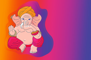 Ganesh chaturthi greeting card template. Ganapati lord and copy space.