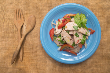 Thai cuisine spicy pork salad