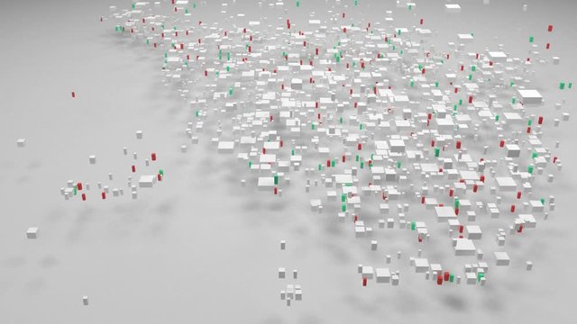 Map of Tuscany - Italy | 3d Rendering, mosaic of little bricks - White and flag colors. A number of 4549 little boxes are accurately inserted into the mosaic