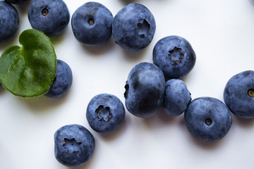 Blueberries on white background.