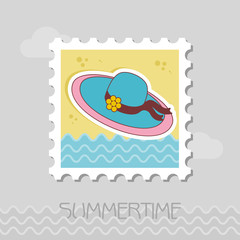 Beach hat flat stamp