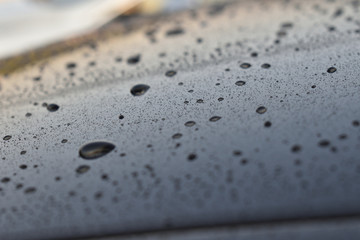 Beading water on the surface of a car