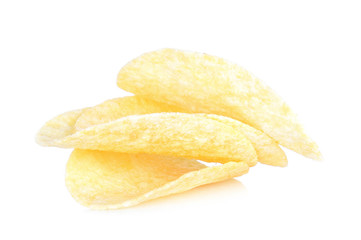 Potato chips on white background