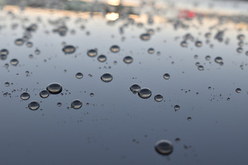 Beading water on the surface of a car