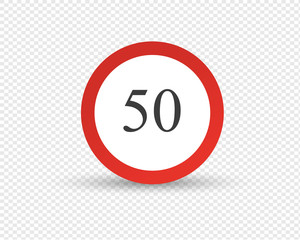 Obraz premium Road sign, restriction of maximum speed of movement on road.