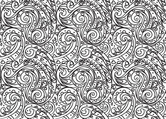Sea seamless pattern, black and white wave . Adult Coloring pages