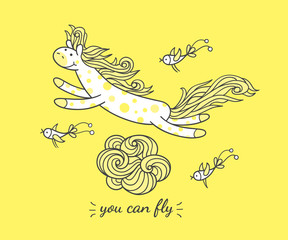 You can fly. Little pony and funny in the sky.