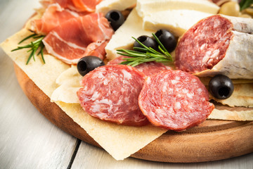 Tagliere con salumi, prosciutti e formaggi, Italian foods
