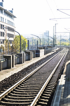 beautiful modern empty train station in the sun light of sunset