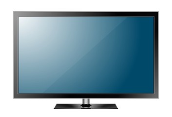 Realistic TV screen. Modern stylish led type. Large computer monitor display mockup. Vector illustration