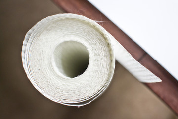 Roll of white Wallpaper top view