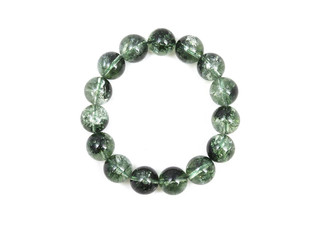 Genuine Green Phantom Quartz Bracelet  or green garden quartz lucky stone white isolated background
