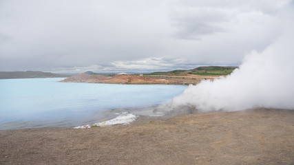 Landschaft beim Mývatn Nature Bath / Kieselgurwerk  in Nord-Island