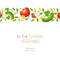 Fresh healthy vegetables background horizontal in the garden